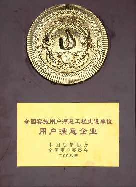 全(quán)國實施用(yòng)戶滿(mǎn)意工程先進單(dān)位 用(yòng)戶滿意企(qǐ)業